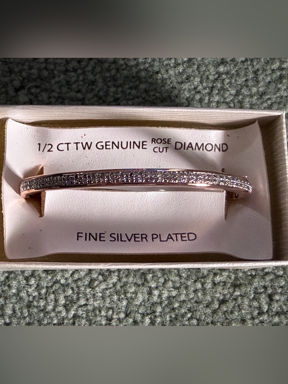 Victoria Townsend Rose Gold and Silver Plated Diamond Bar Bangle Bracelet